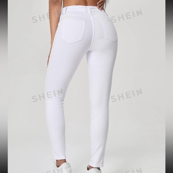 SHEIN Essnce High Waist Slant Pocket Skinny Jeans // Size M (6) // Color: White - Picture 1 of 4